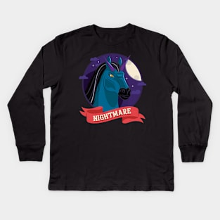 Nightmare Halloween Horse Kids Long Sleeve T-Shirt